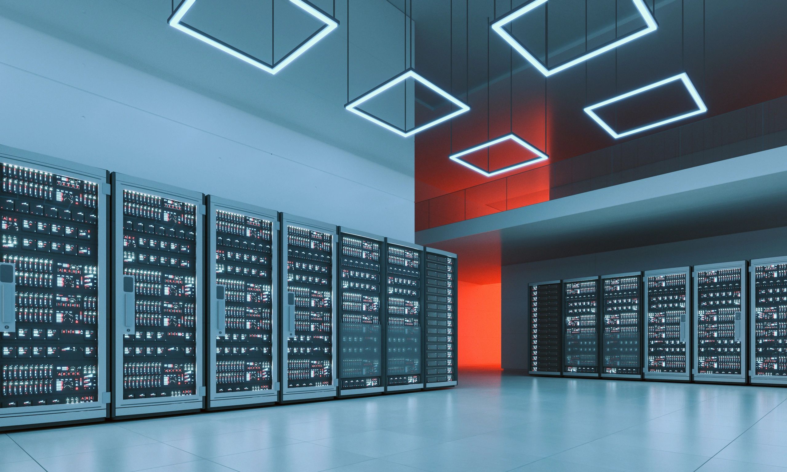 Modern data center representing secure infrastructure