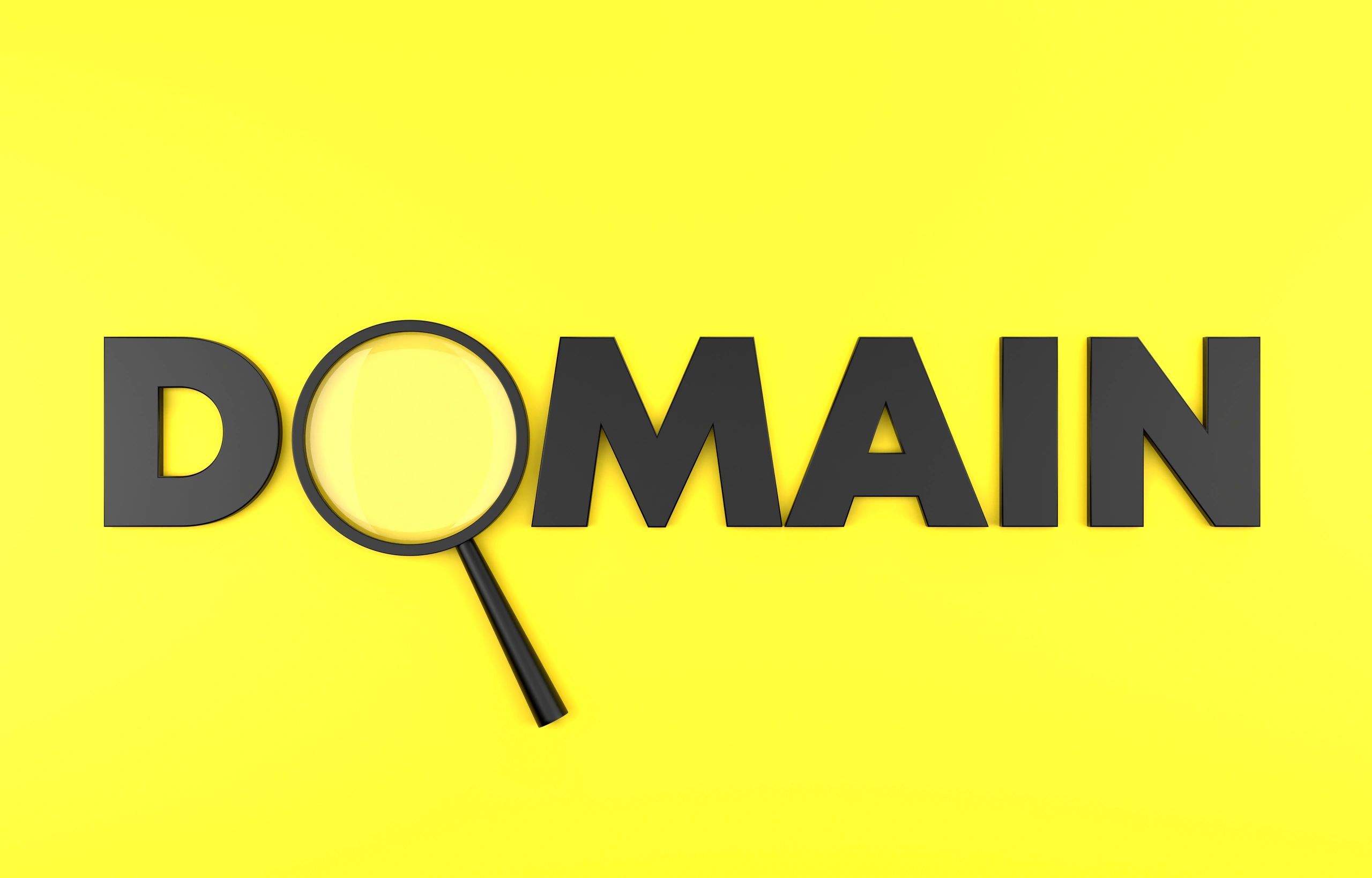 Magnifying glass over the word domain