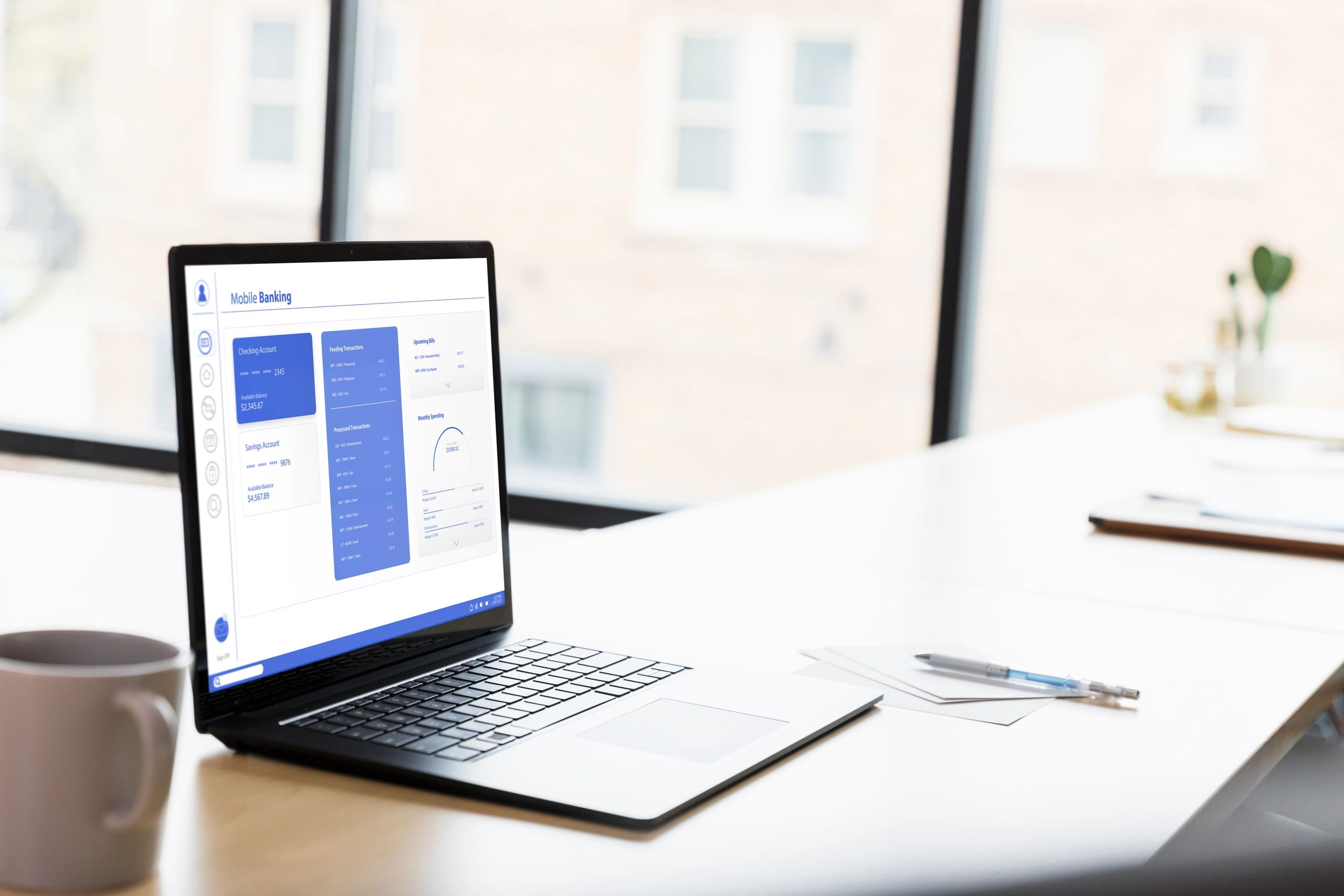 Laptop showing a modern web app interface