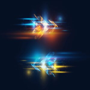 Domain transfer icon with abstract arrows in modern tech style on a light background