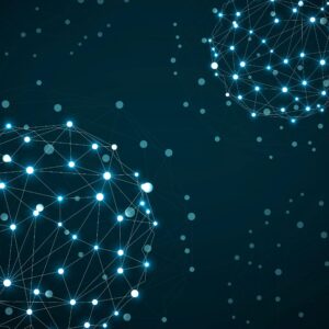 DNS management icon with abstract network nodes in modern tech style on a light background